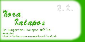 nora kalapos business card